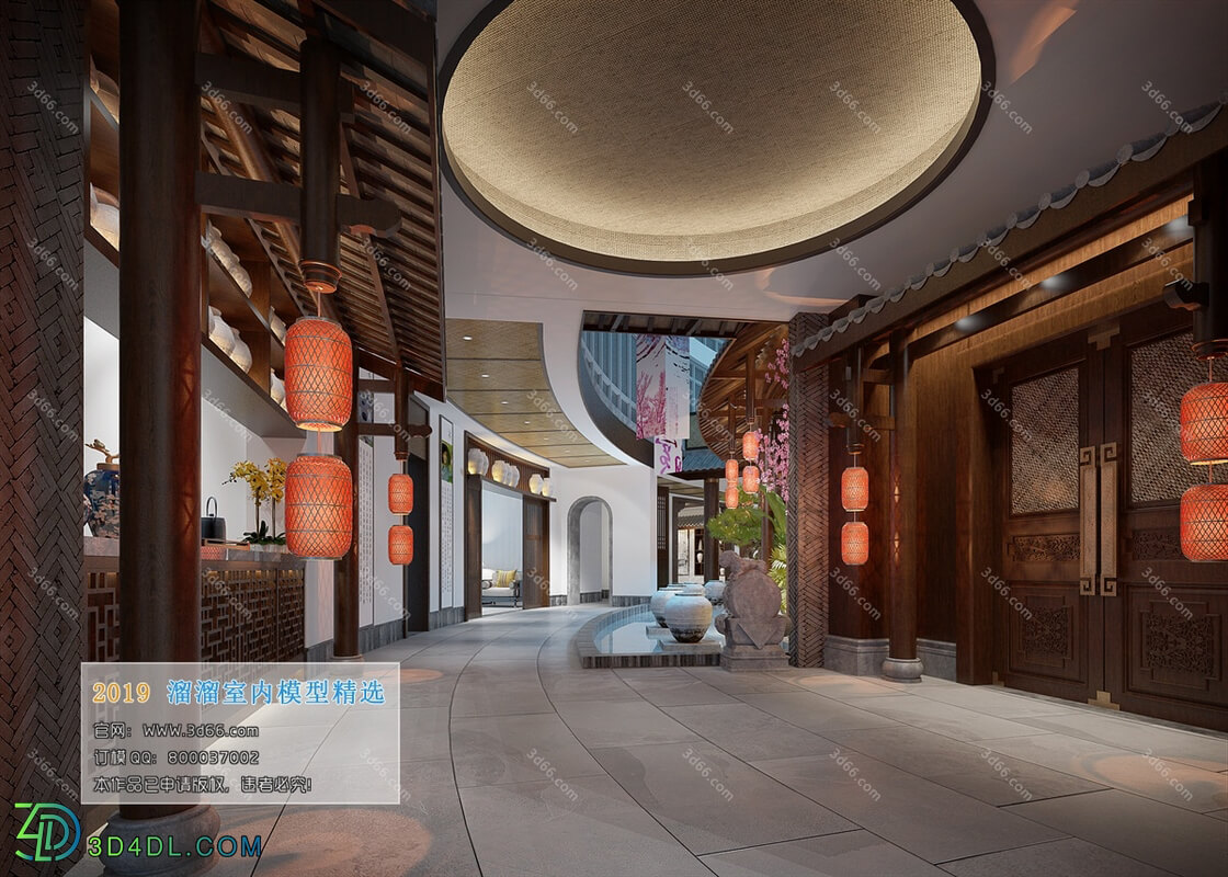 3D66 2019 Elevator Lobby & Aisle Chinese style C003