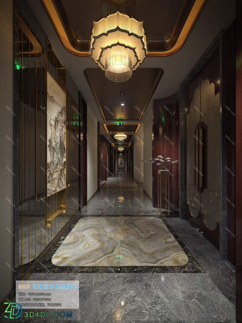 3D66 2019 Elevator Lobby & Aisle Chinese style C004