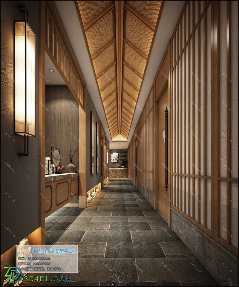 3D66 2019 Elevator Lobby & Aisle Chinese style C007