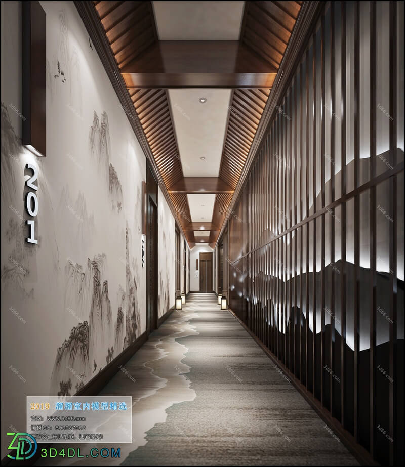 3D66 2019 Elevator Lobby & Aisle Chinese style C008