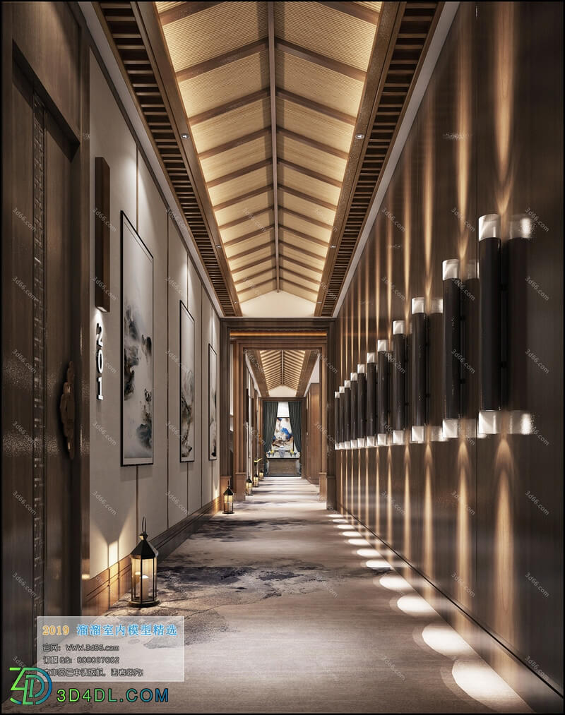 3D66 2019 Elevator Lobby & Aisle Chinese style C009