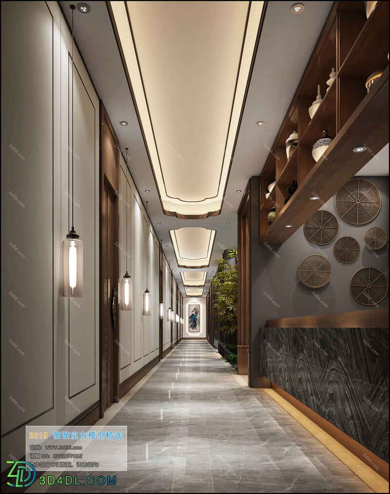 3D66 2019 Elevator Lobby & Aisle Chinese style C010