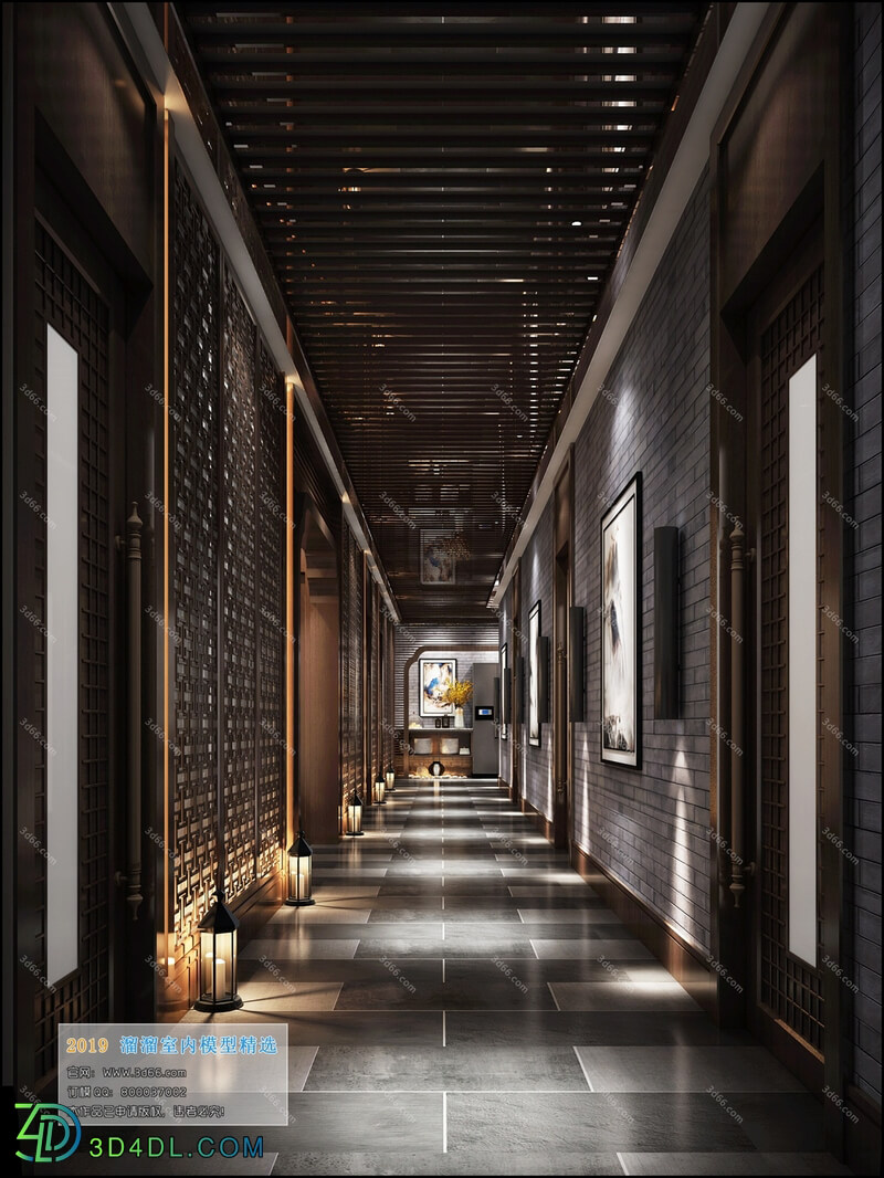 3D66 2019 Elevator Lobby & Aisle Chinese style C011