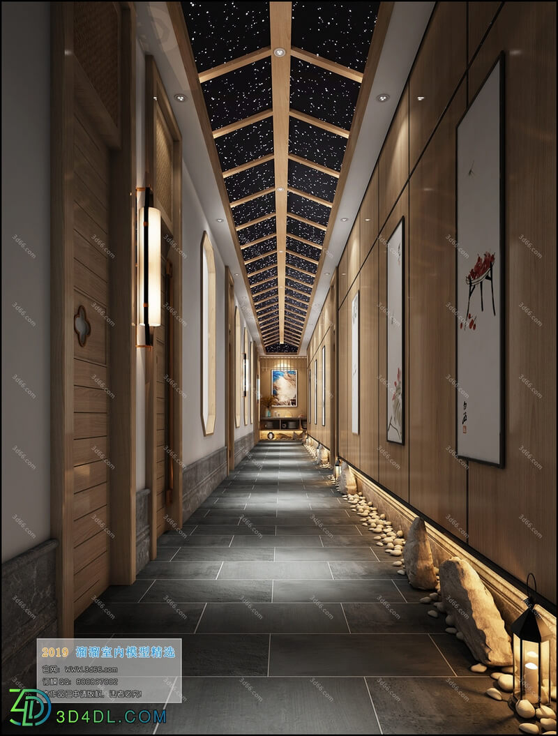 3D66 2019 Elevator Lobby & Aisle Chinese style C012