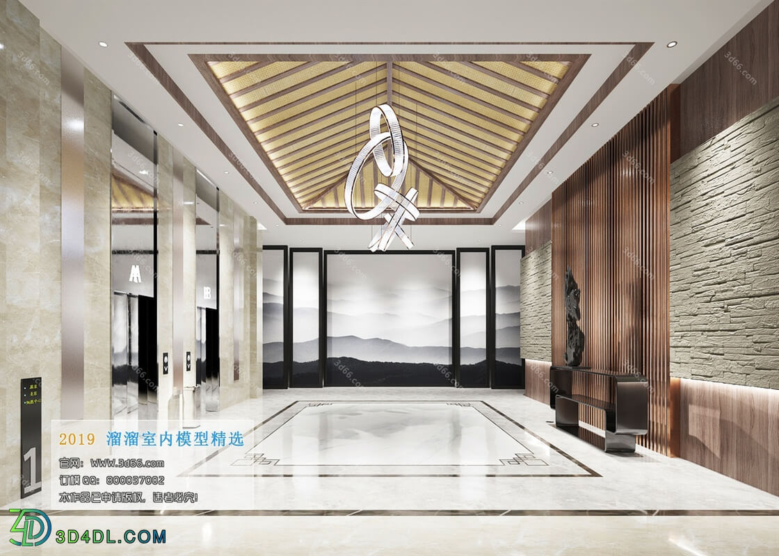 3D66 2019 Elevator Lobby & Aisle Chinese style C016