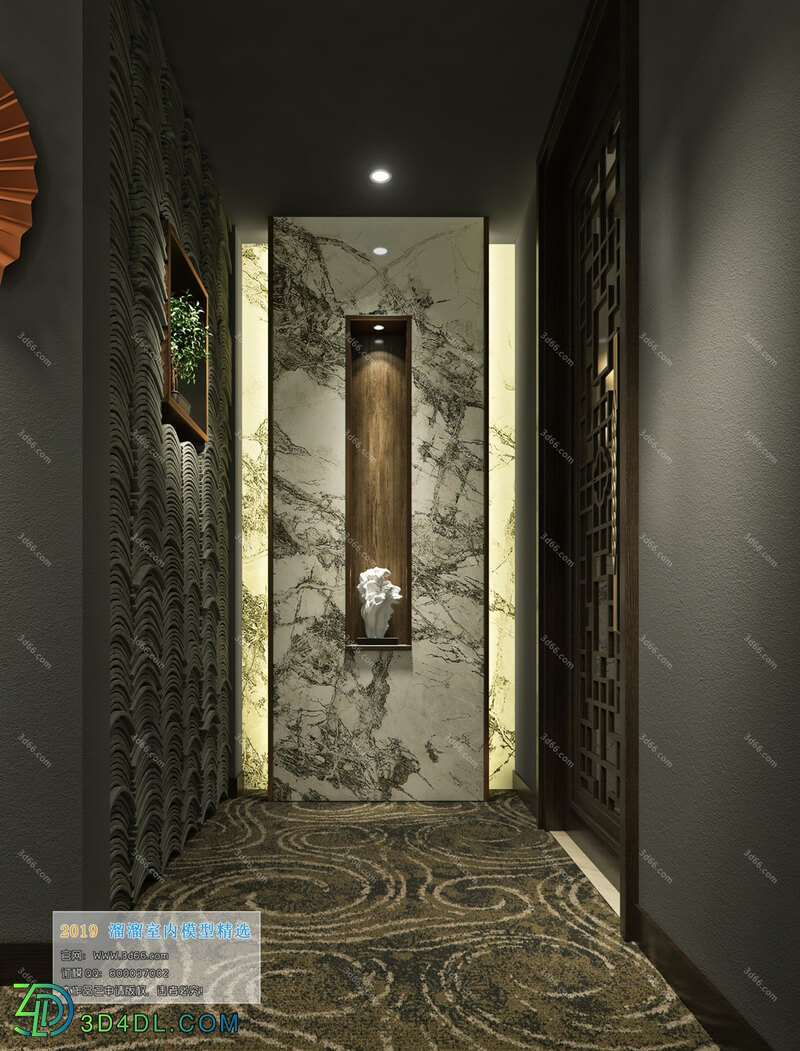 3D66 2019 Elevator Lobby & Aisle Chinese style C017