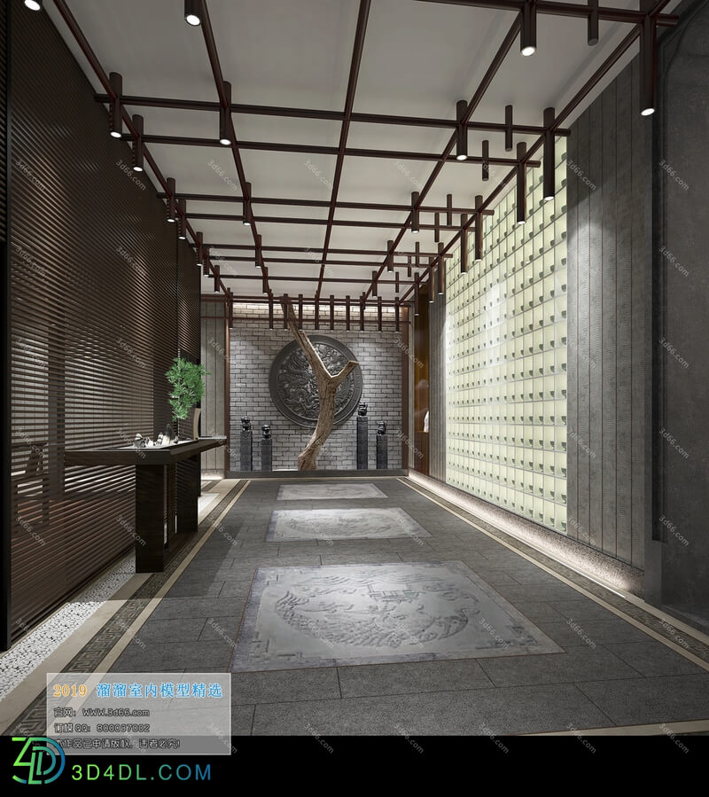 3D66 2019 Elevator Lobby & Aisle Chinese style C018