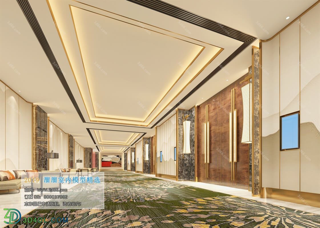 3D66 2019 Elevator Lobby & Aisle Chinese style C022