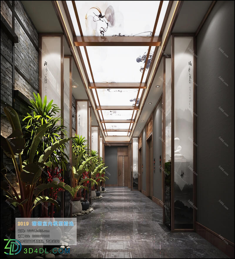 3D66 2019 Elevator Lobby & Aisle Chinese style C023