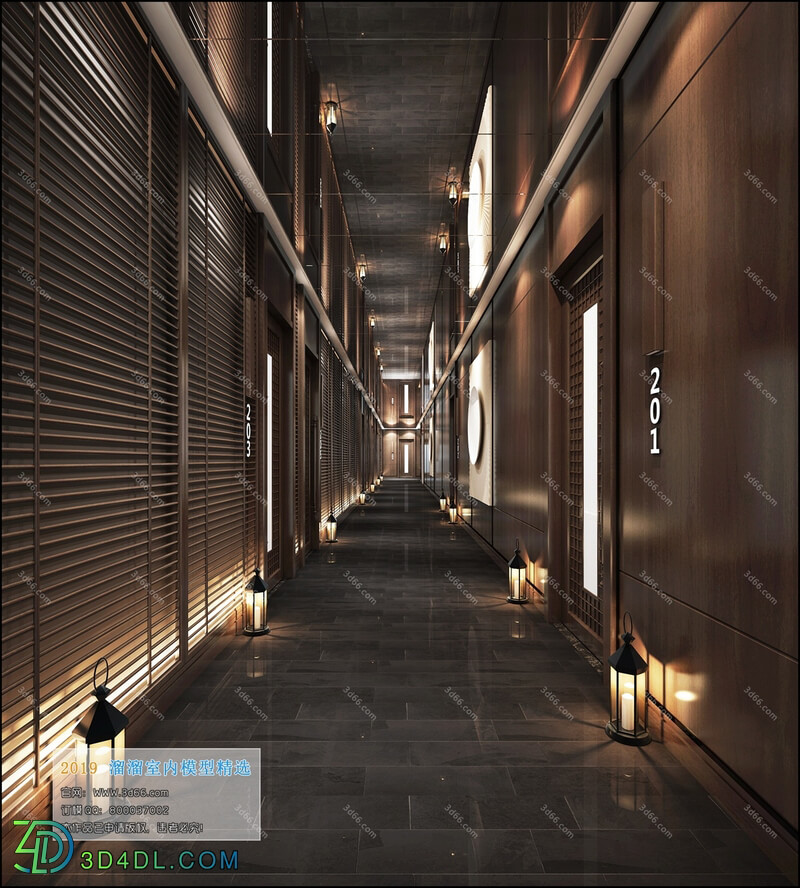 3D66 2019 Elevator Lobby & Aisle Chinese style C025