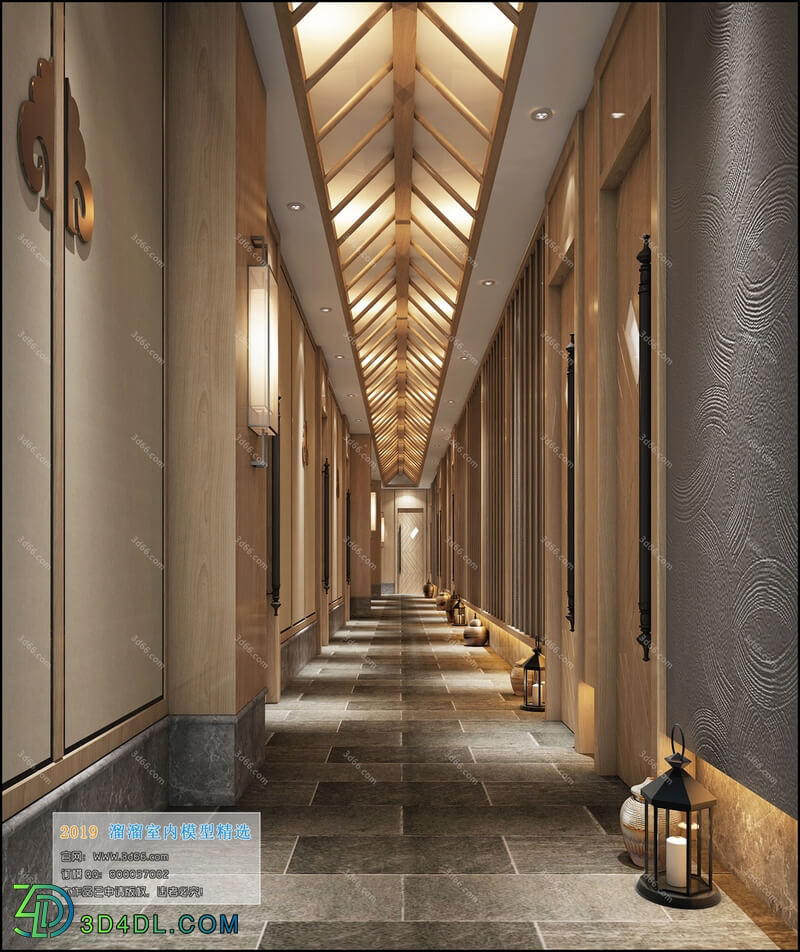 3D66 2019 Elevator Lobby & Aisle Chinese style C027