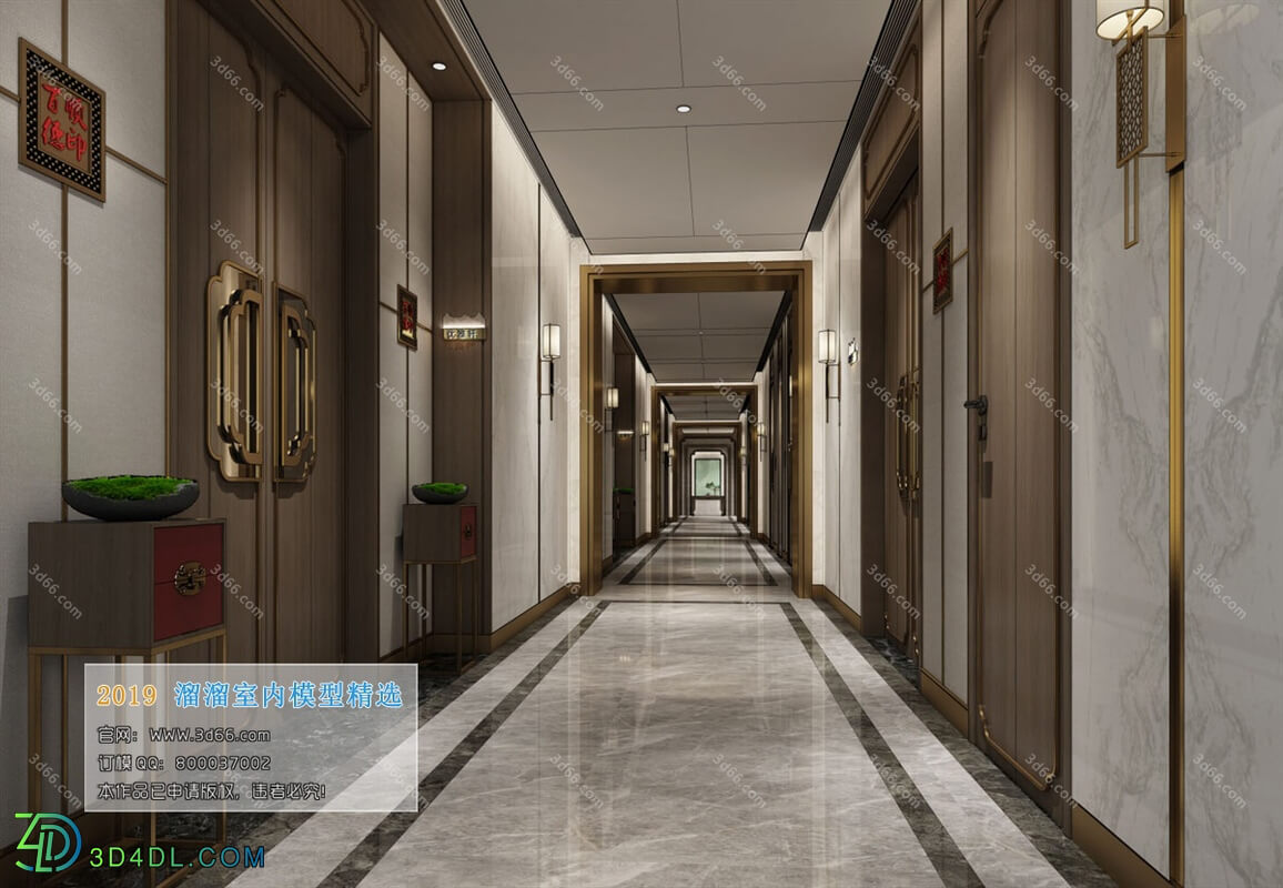 3D66 2019 Elevator Lobby & Aisle Chinese style C028