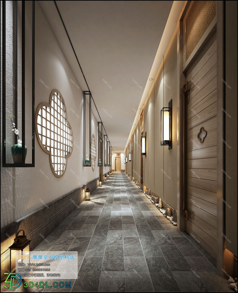 3D66 2019 Elevator Lobby & Aisle Chinese style C029