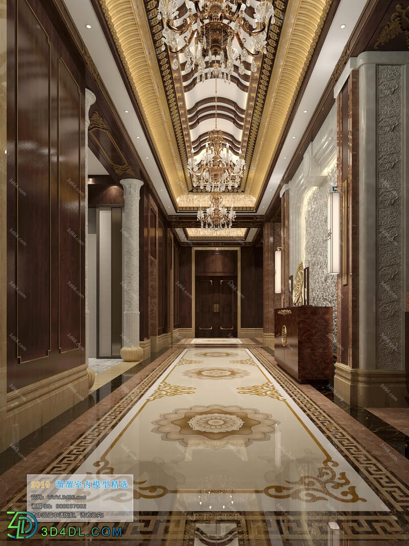 3D66 2019 Elevator Lobby & Aisle European style D001