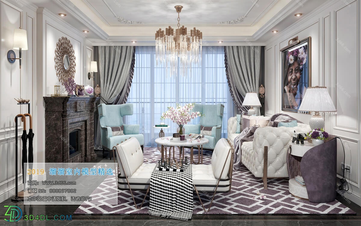 3D66 2019 Living room American style E006