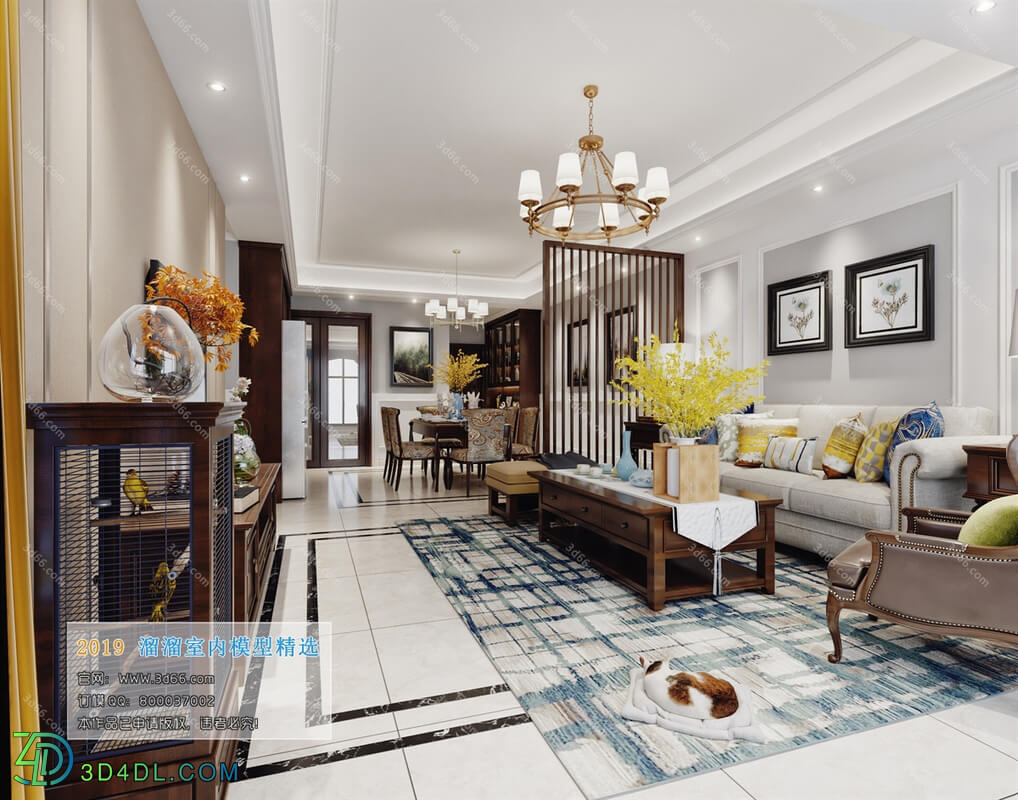 3D66 2019 Living room American style E007