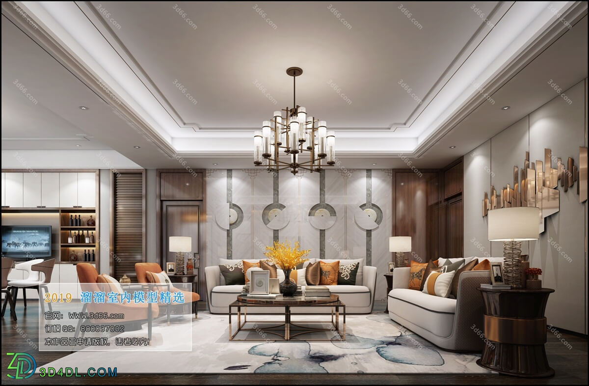 3D66 2019 Living room Chinese style C030