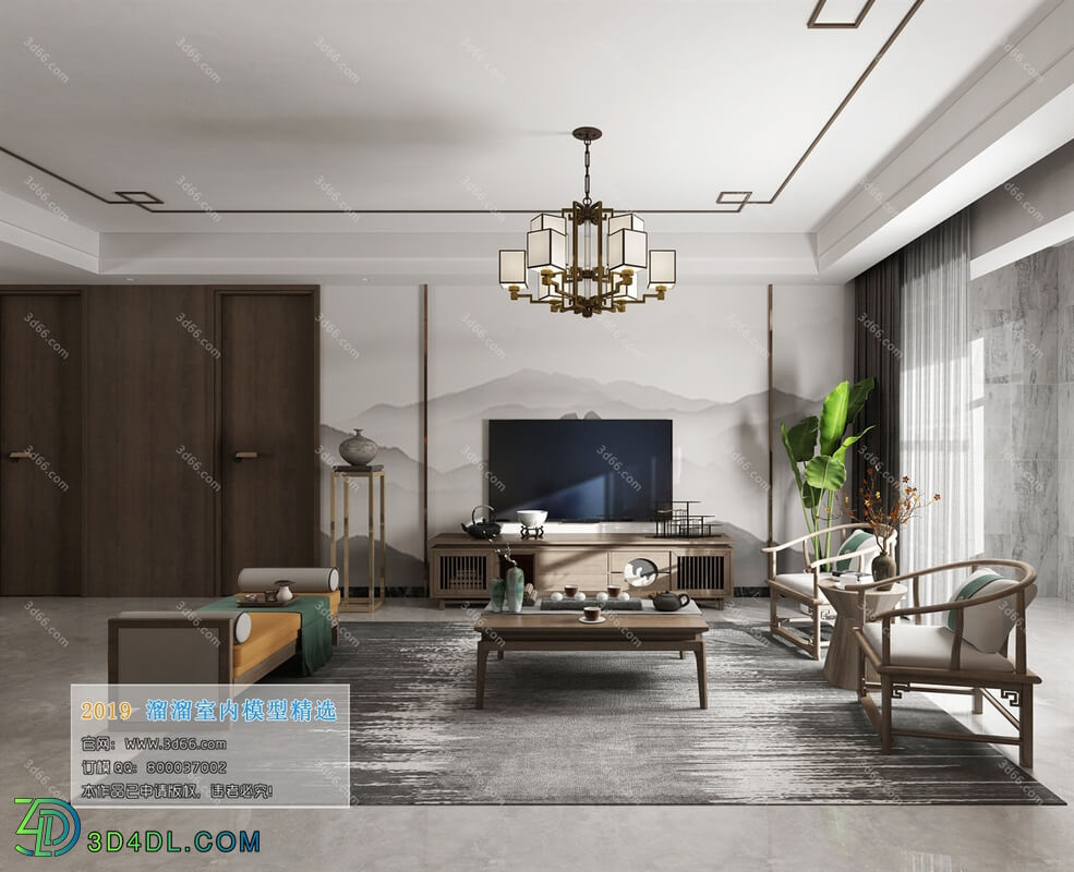 3D66 2019 Living room Chinese style C034