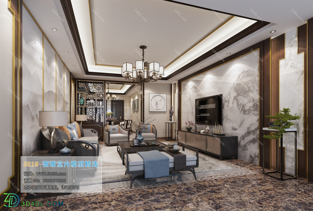 3D66 2019 Living room Chinese style C045