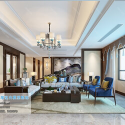 3D66 2019 Living room Chinese style C049 