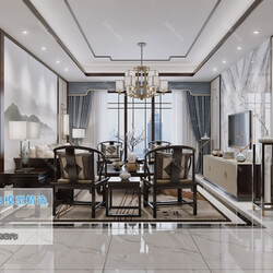 3D66 2019 Living room Chinese style C054 