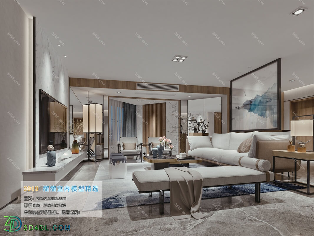 3D66 2019 Living room Chinese style C055