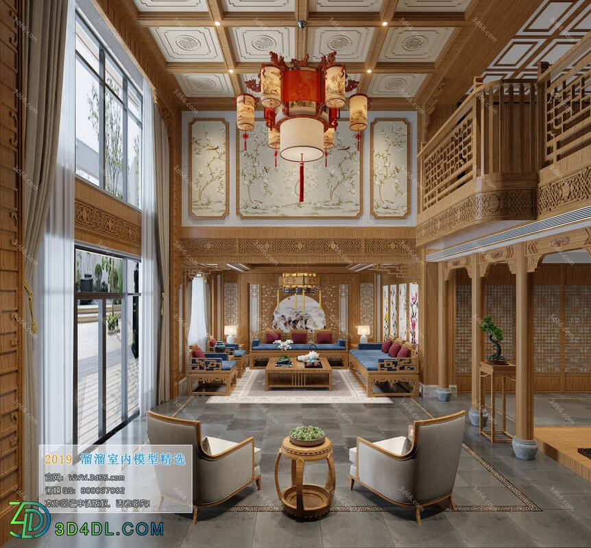 3D66 2019 Living room Chinese style C072