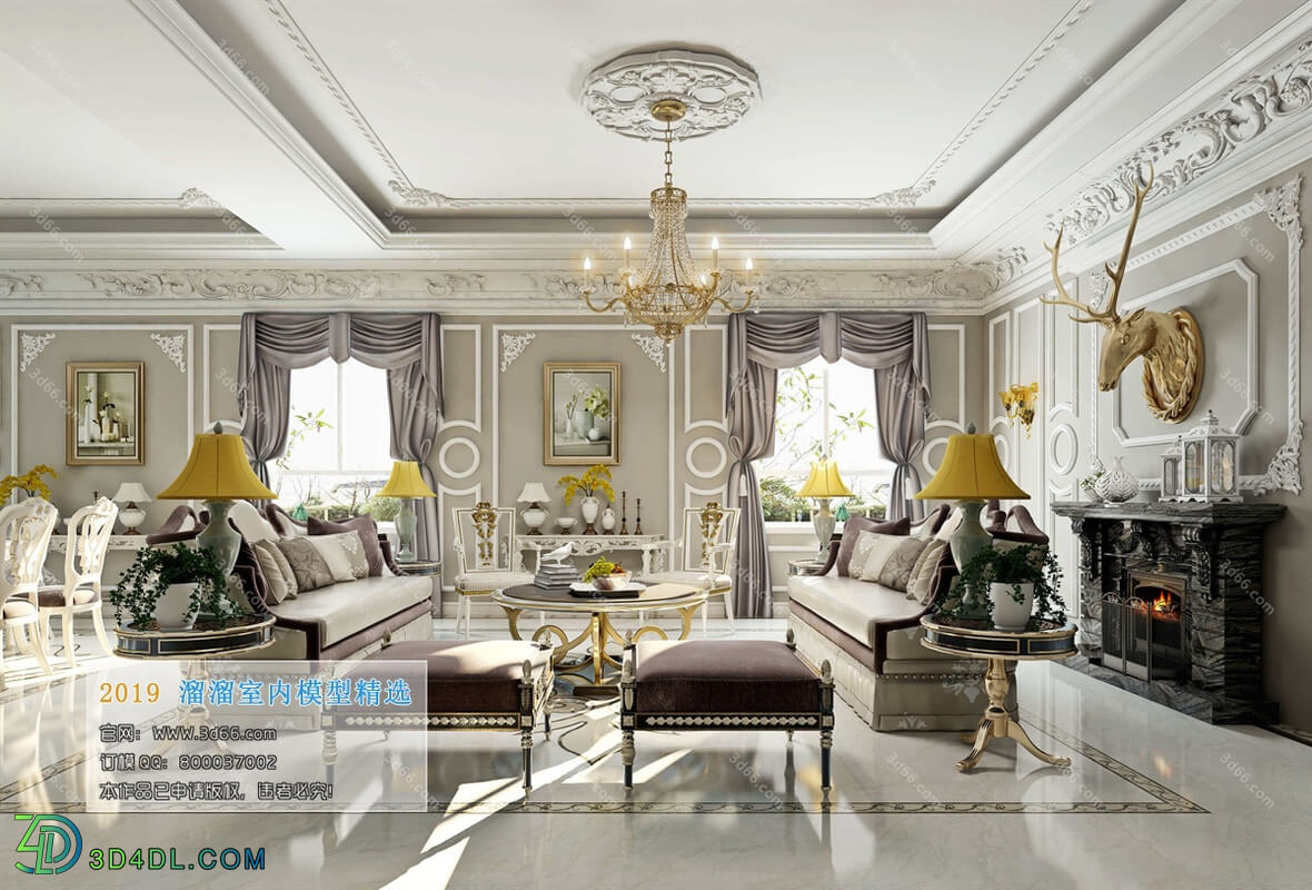 3D66 2019 Living room European style D020