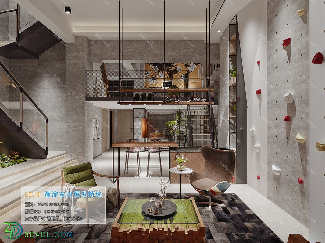 3D66 2019 Living room Industrial style H002