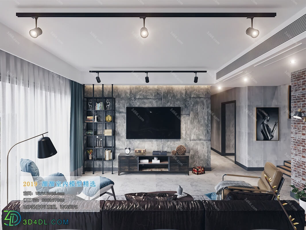 3D66 2019 Living room Industrial style H004