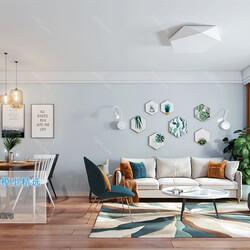 3D66 2019 Living room Nordic style M002 