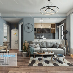 3D66 2019 Living room Nordic style M005 