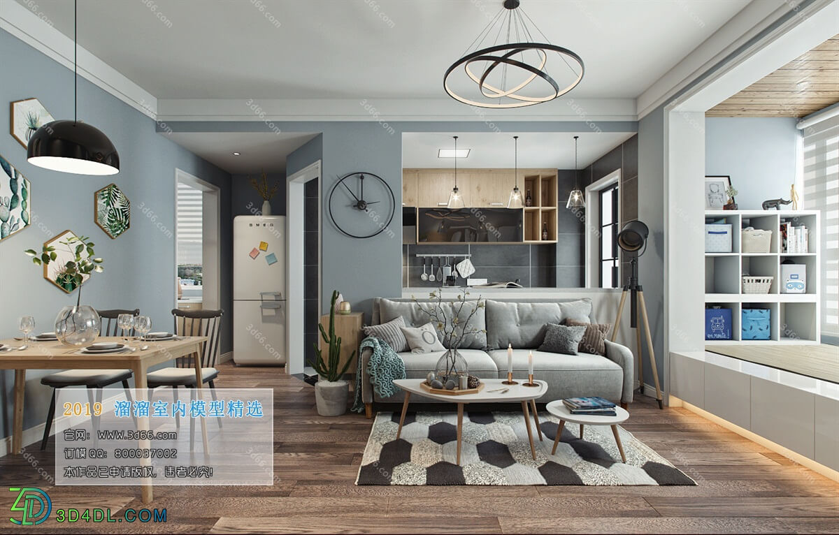 3D66 2019 Living room Nordic style M005