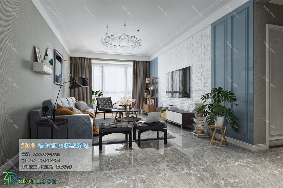 3D66 2019 Living room Nordic style M006