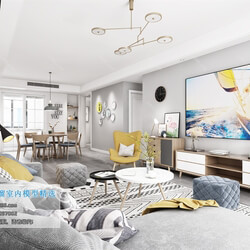 3D66 2019 Living room Nordic style M009 