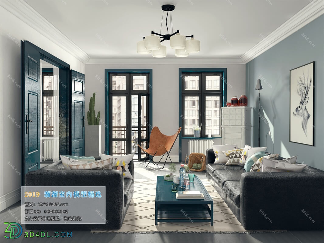 3D66 2019 Living room Nordic style M015