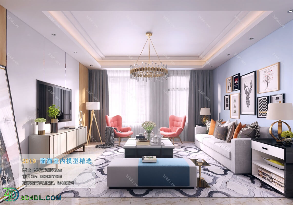 3D66 2019 Living room Nordic style M017