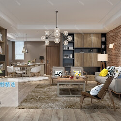 3D66 2019 Living room Nordic style M019 