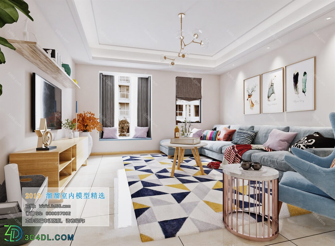 3D66 2019 Living room Nordic style M029