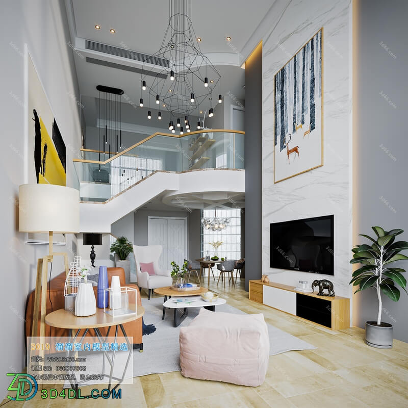 3D66 2019 Living room Nordic style M033