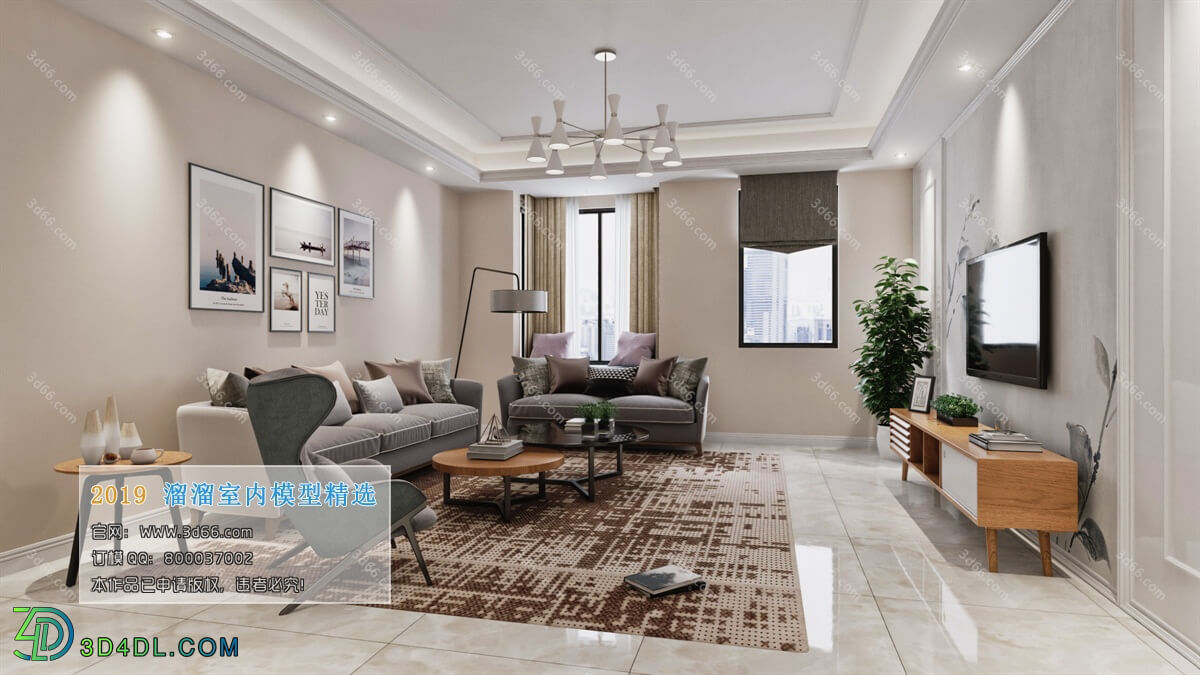 3D66 2019 Living room Nordic style M037