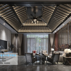3D66 2019 Living room Southeast Asian style F002 