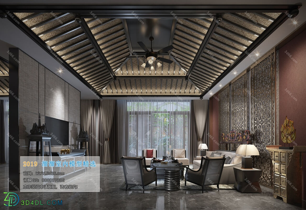 3D66 2019 Living room Southeast Asian style F002