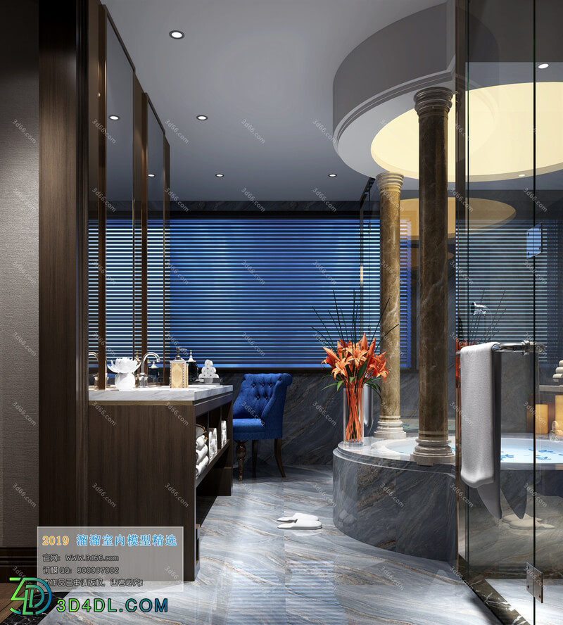 3D66 2019 Toilet & Bathroom American style E001