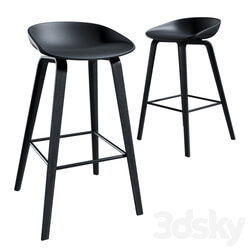 Chair - Black wooden bar stool 