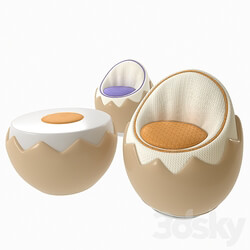 Arm chair - Egg chair and table 