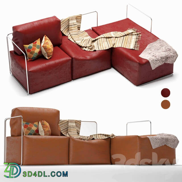 Sofa - leather sofa with resting unit