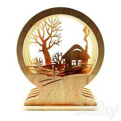 Other decorative objects Winter landscape made of plywood 