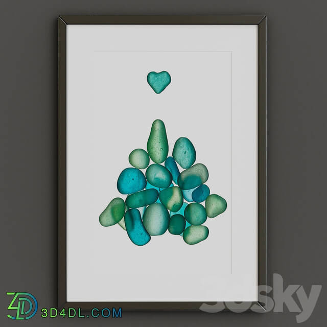 Frame - Blue-Green Sea Glass Pile