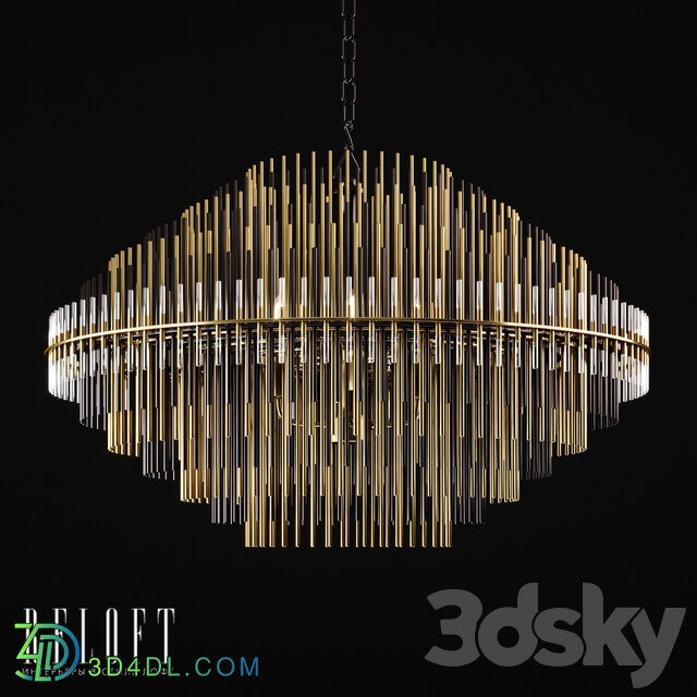 Pendant light - Round chandelier Emile in metal and glass